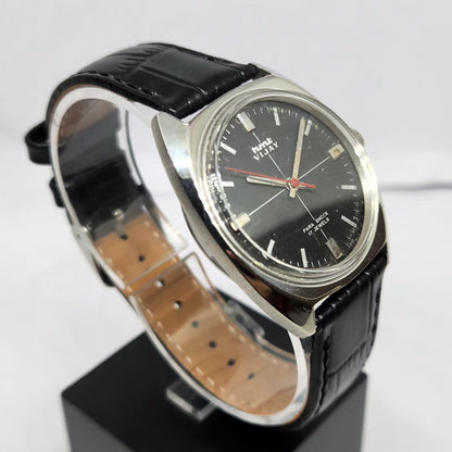 Vintage Original HMT Vijay Hand Winding 17 Jewels Black Face Men's Wrist Watch HM118