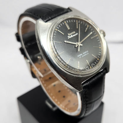 Vintage Original HMT Kohinoor Hand Winding 17 Jewels Black Face Men's Wrist Watch HM119