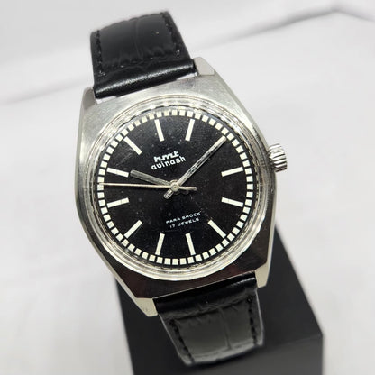 Vintage Original HMT Avinash Hand Winding 17 Jewels Black Face Men's Wrist Watch HM120