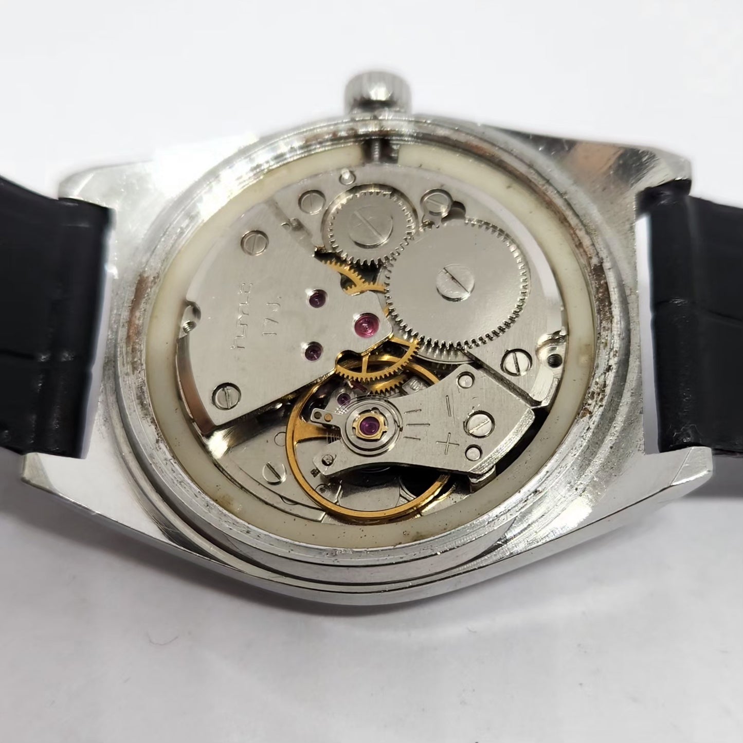 Vintage Original HMT Avinash Hand Winding 17 Jewels Black Face Men's Wrist Watch HM120