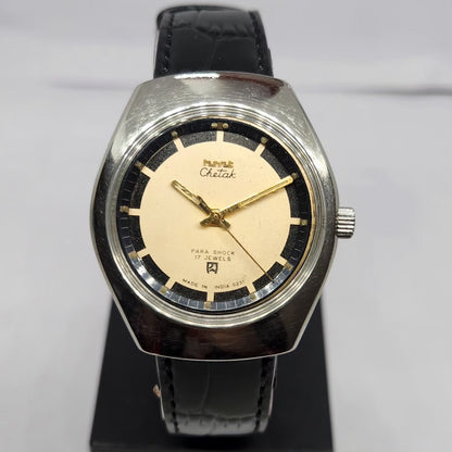 Vintage Original HMT Chetak Hand Winding 17 Jewels Gold Face Men's Wrist Watch HM121