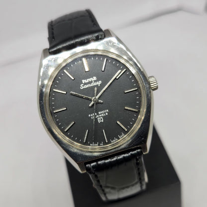 Vintage Original HMT Sandeep Hand Winding 17 Jewels Black Face Men's Wrist Watch HM122