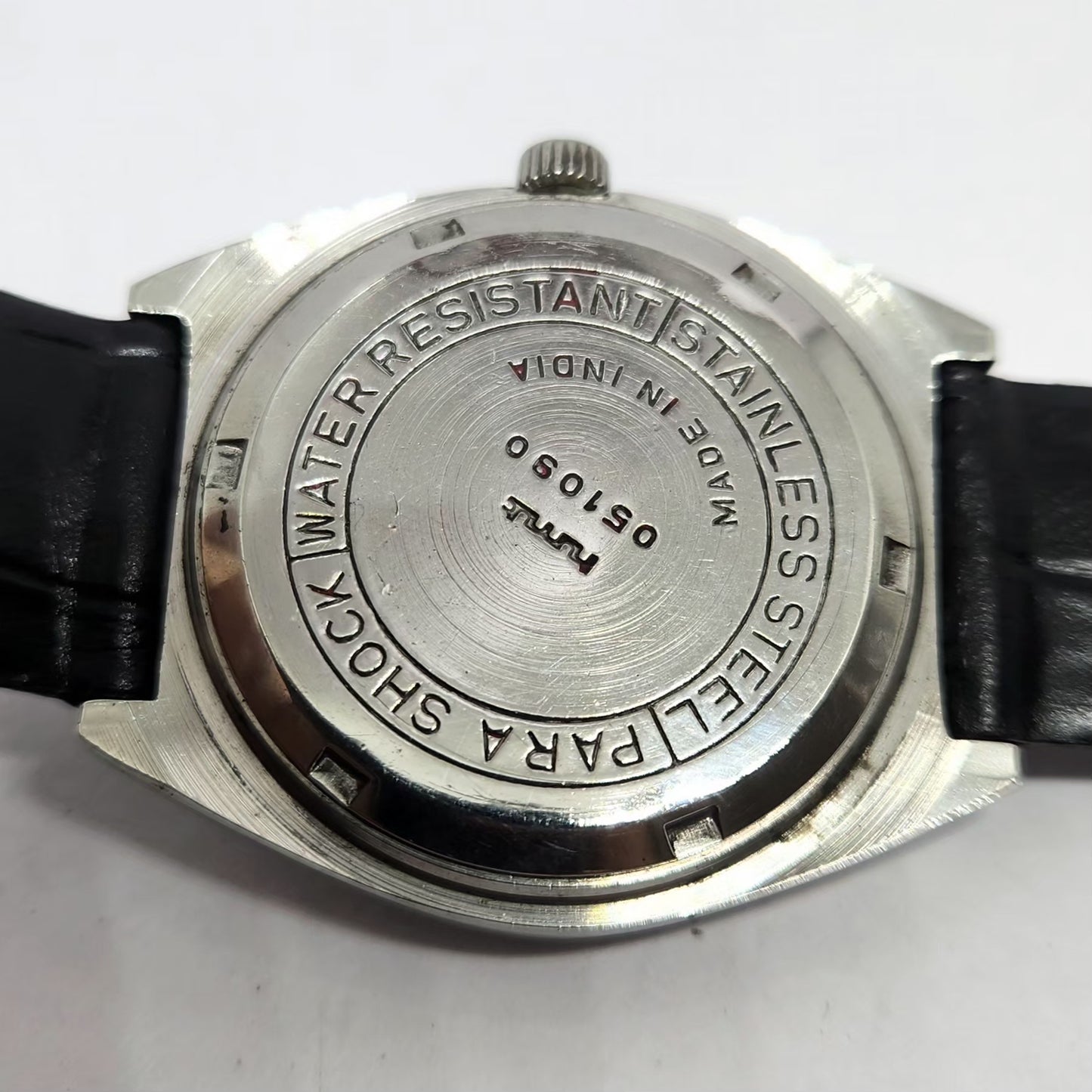 Vintage Original HMT Sandeep Hand Winding 17 Jewels Black Face Men's Wrist Watch HM122