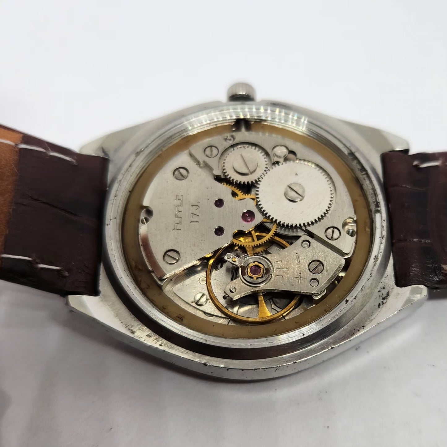 Vintage Original HMT Maurya Hand Winding 17 Jewels Gold Face Men's Wrist Watch HM123