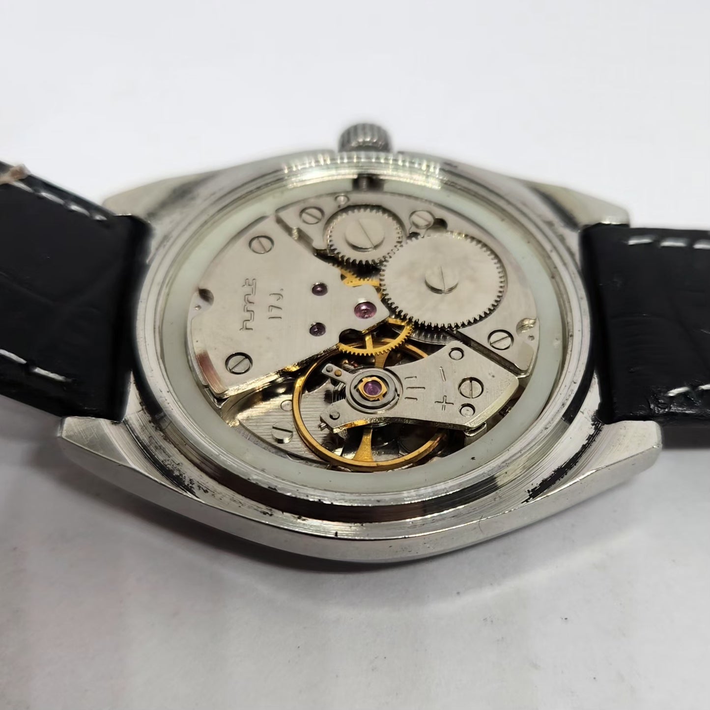Vintage Original HMT Rohit Hand Winding 17 Jewels Gold Face Men's Wrist Watch HM124
