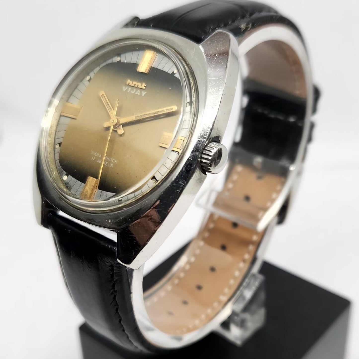 Vintage Original HMT Vijay Hand Winding 17 Jewels Brown Face Men's Wrist Watch HM125