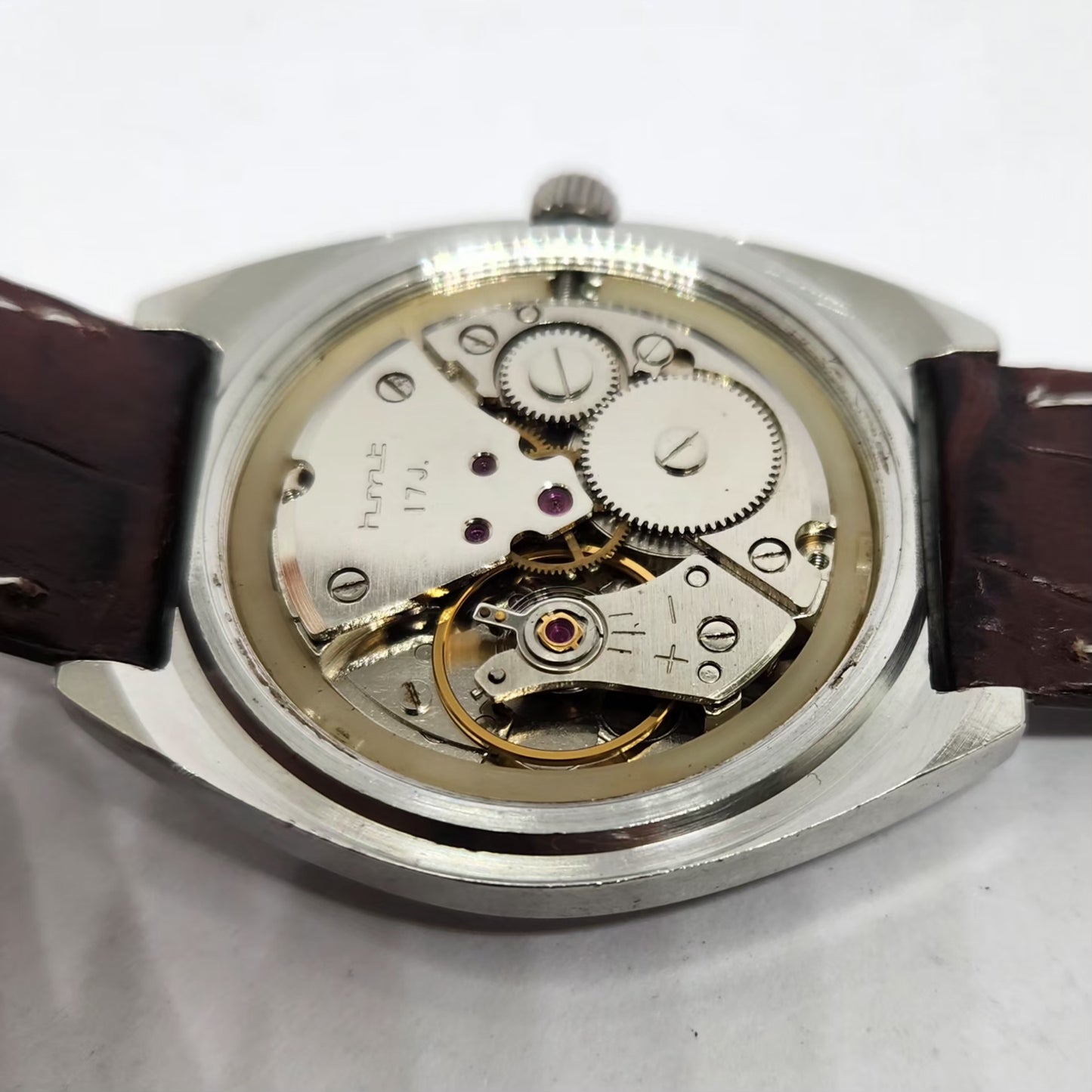 Vintage Original HMT Chirag Hand Winding 17 Jewels Gold Face Men's Wrist Watch HM126