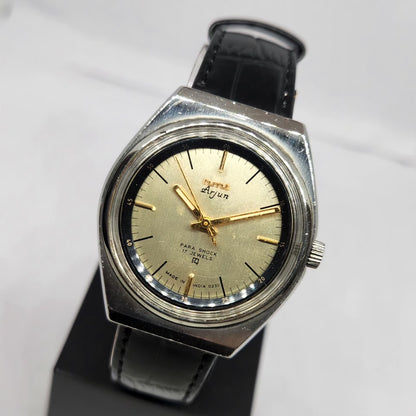 Vintage Original HMT Arjun Hand Winding 17 Jewels Gold Face Men's Wrist Watch HM127
