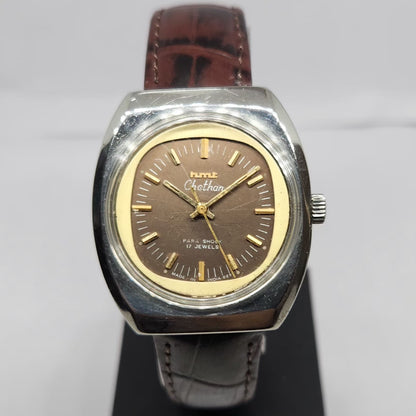 Vintage Original HMT Chethan Hand Winding 17 Jewels Brown Face Men's Wrist Watch HM128