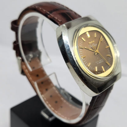 Vintage Original HMT Chethan Hand Winding 17 Jewels Brown Face Men's Wrist Watch HM128