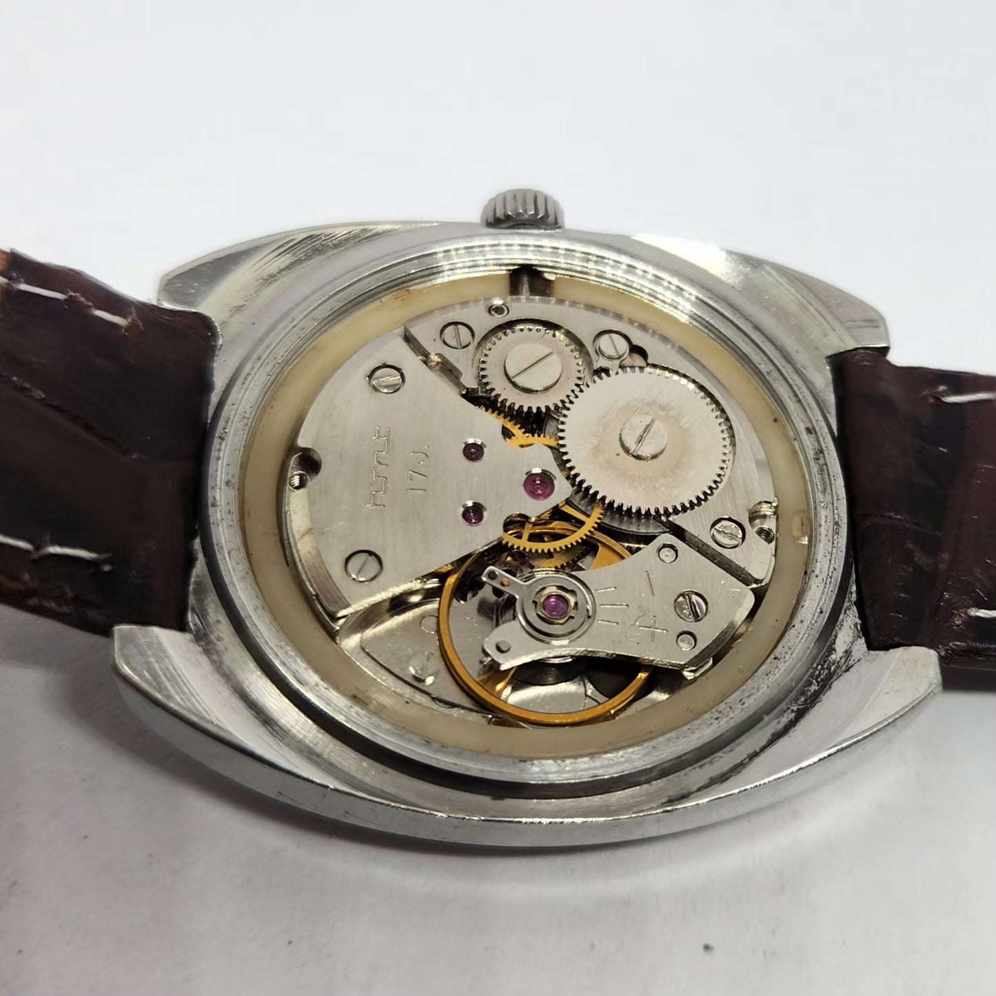 Vintage Original HMT Chethan Hand Winding 17 Jewels Brown Face Men's Wrist Watch HM128