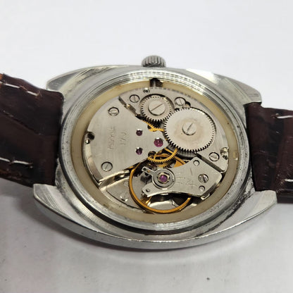 Vintage Original HMT Chethan Hand Winding 17 Jewels Brown Face Men's Wrist Watch HM128