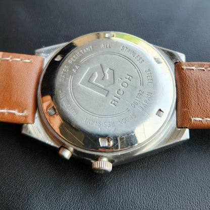 Vintage Ricoh R31 Automatic Yellow Face New Strap 21 Jewels Day-Date Men's Wrist Watch R91