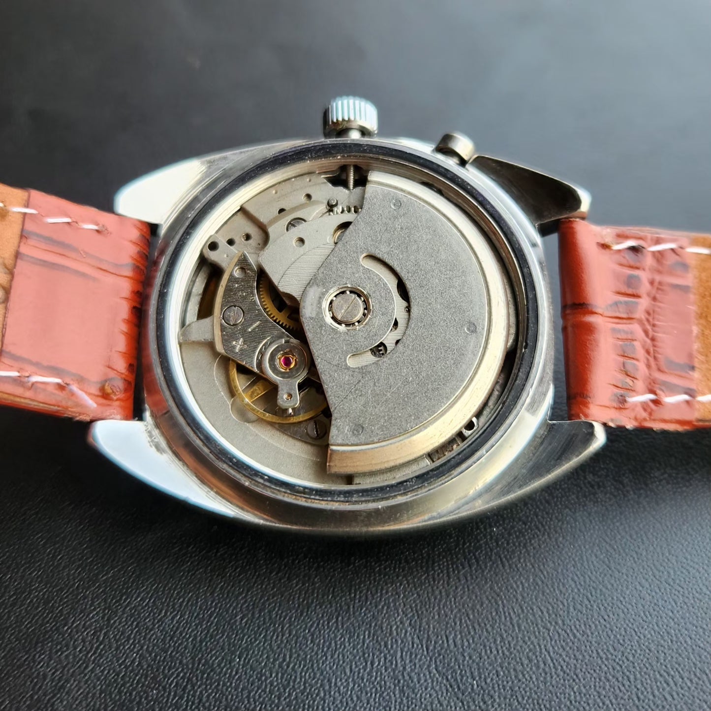 Vintage Ricoh R31 Automatic Blue Face New Strap 21 Jewels Day-Date Men's Wrist Watch R93
