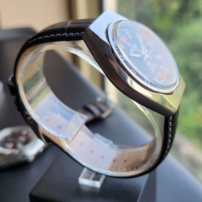 Vintage Ricoh R31 Automatic Black Face New Strap 21 Jewels Day-Date Men's Wrist Watch R94