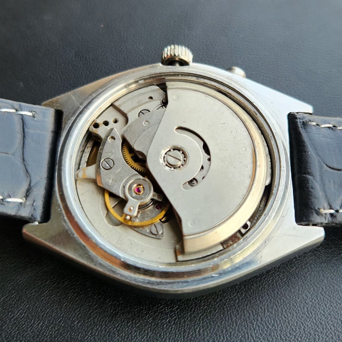Vintage Ricoh R31 Automatic Black Face New Strap 21 Jewels Day-Date Men's Wrist Watch R94