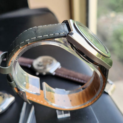 Vintage Ricoh R31 Automatic Green Face Green Strap 21 Jewels Day-Date Men's Wrist Watch R99