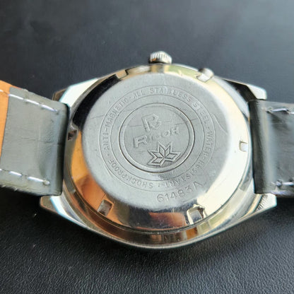 Vintage Ricoh R31 Automatic Green Face Green Strap 21 Jewels Day-Date Men's Wrist Watch R99