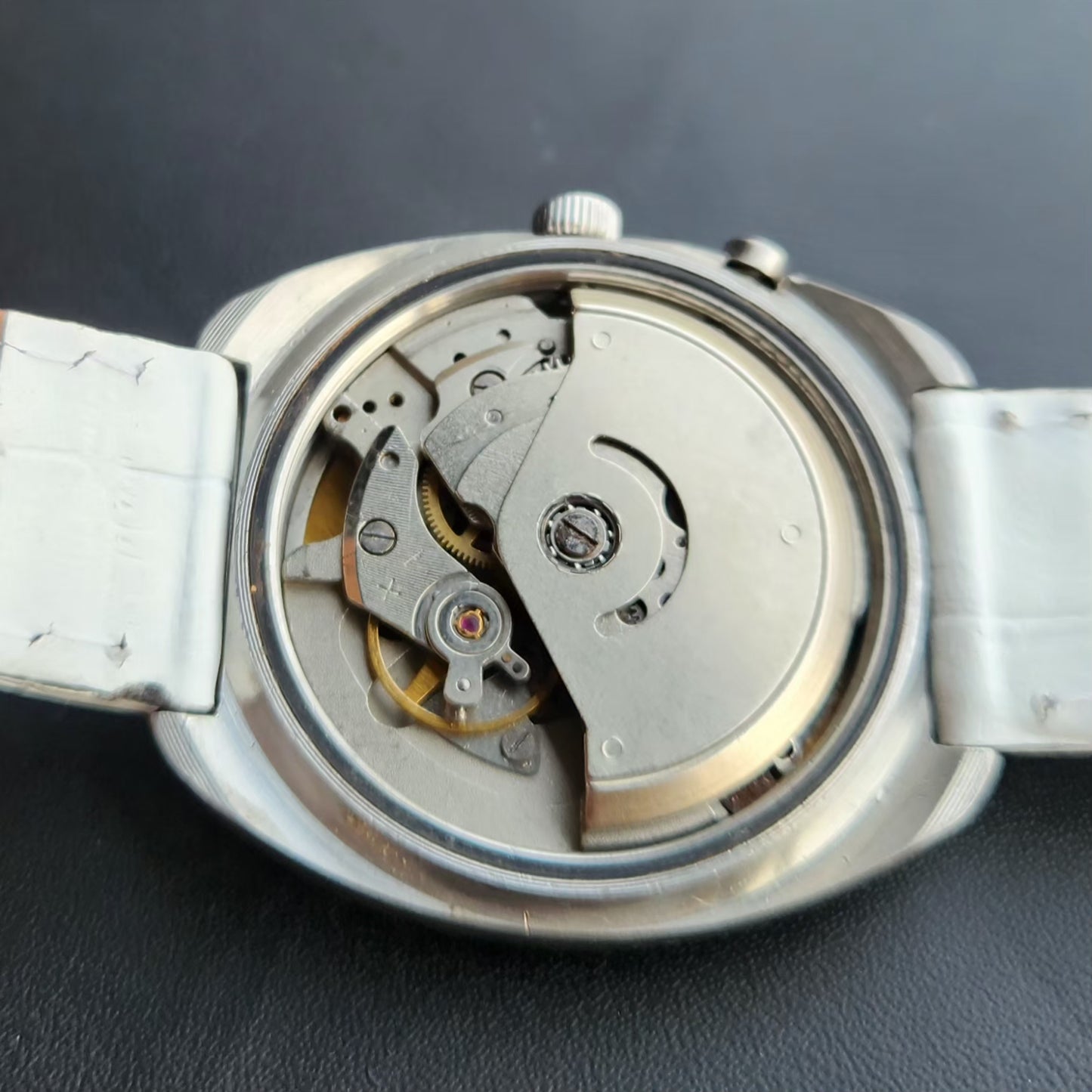 Vintage Ricoh R31 Automatic White Face New Strap 21 Jewels Day-Date Men's Wrist Watch R100