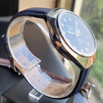 Vintage Ricoh R31 Automatic Blue Face New Strap 21 Jewels Day-Date Men's Wrist Watch R101