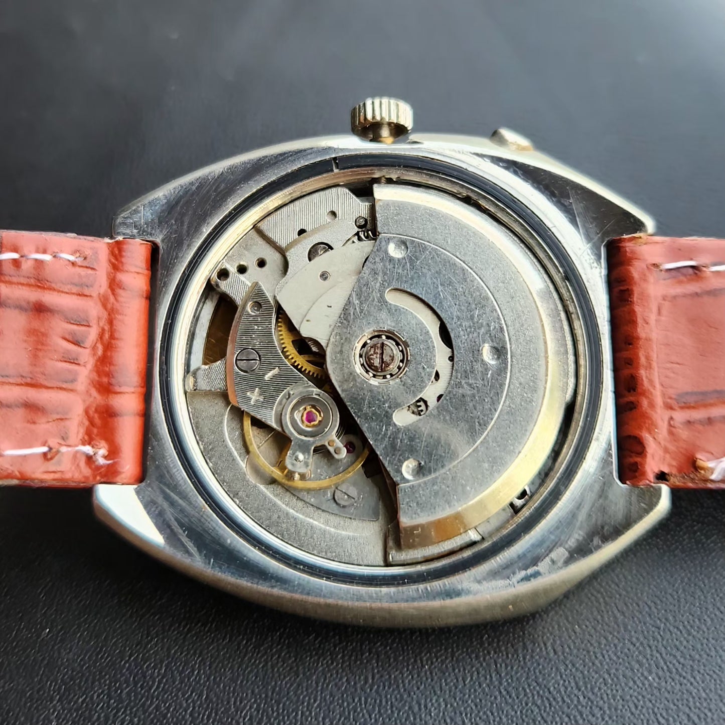 Vintage Ricoh R31 Automatic Black Face New Strap 21 Jewels Day-Date Men's Wrist Watch R102