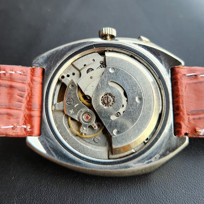 Vintage Ricoh R31 Automatic Black Face New Strap 21 Jewels Day-Date Men's Wrist Watch R102
