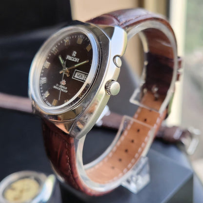 Vintage Ricoh R31 Automatic Brown Face New Strap 21 Jewels Day-Date Men's Wrist Watch R103