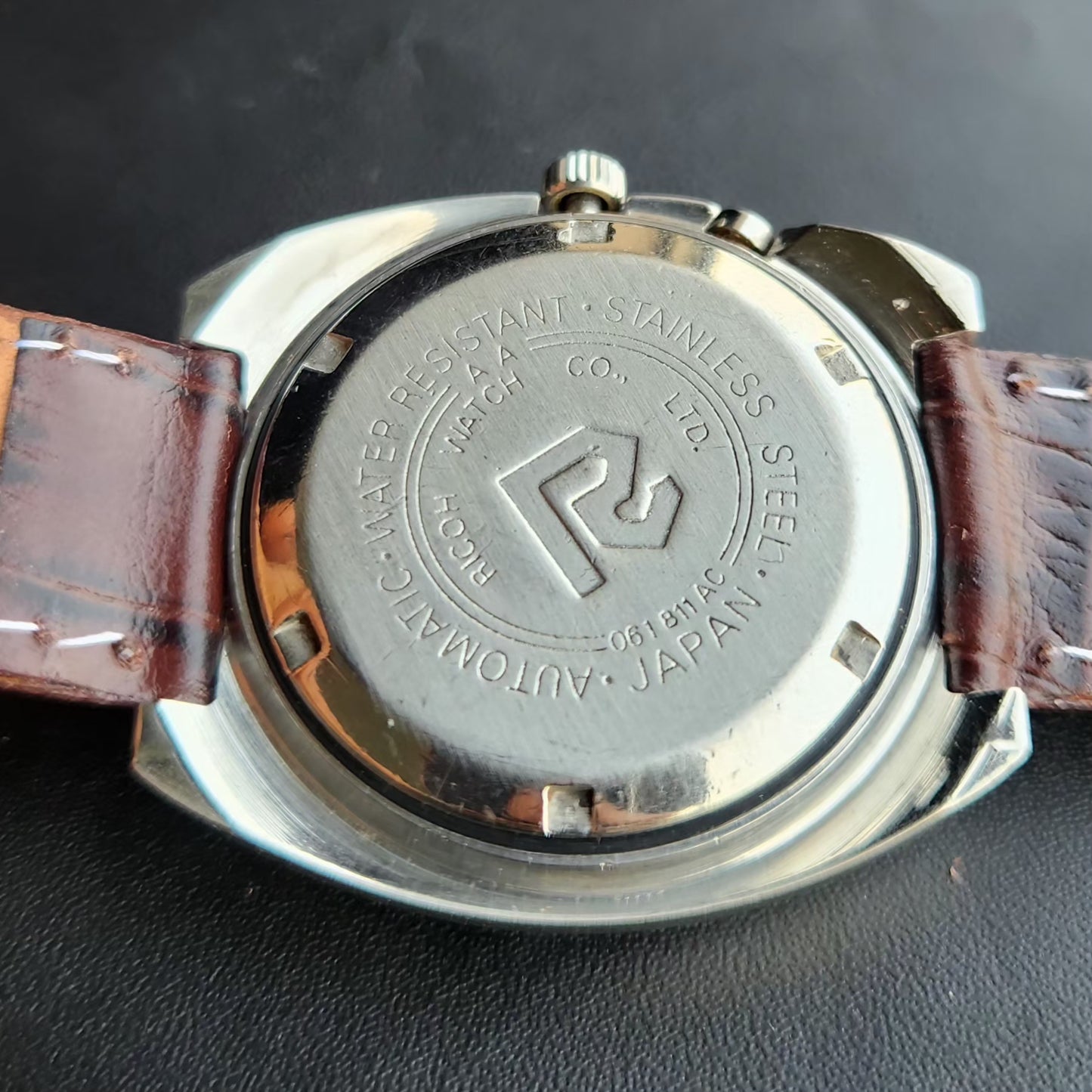 Vintage Ricoh R31 Automatic Brown Face New Strap 21 Jewels Day-Date Men's Wrist Watch R103