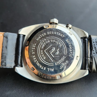 Vintage Ricoh R31 Automatic Black Face New Strap 21 Jewels Day-Date Men's Wrist Watch R104