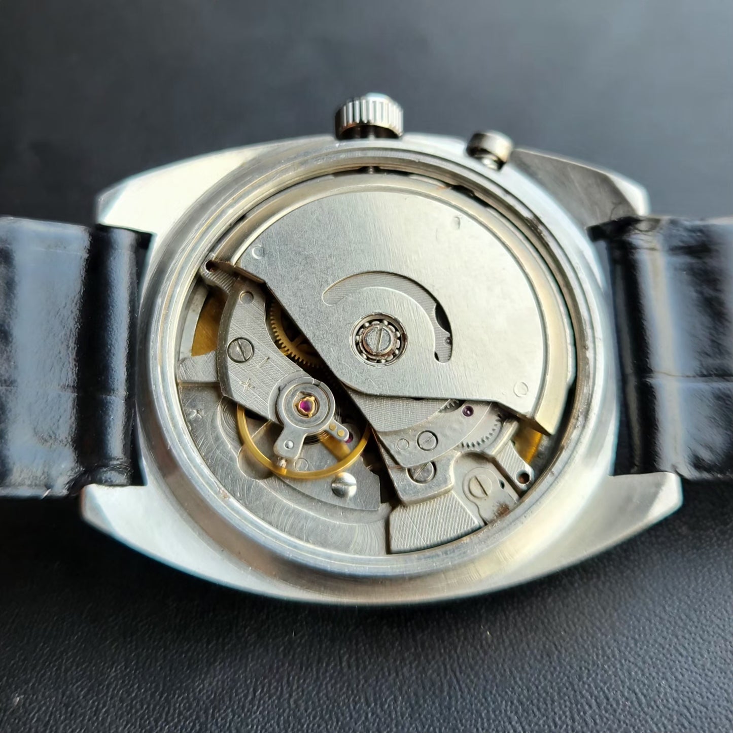 Vintage Ricoh R31 Automatic Black Face New Strap 21 Jewels Day-Date Men's Wrist Watch R104