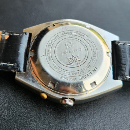 Vintage Ricoh R31 Automatic White Face New Strap 21 Jewels Day-Date Men's Wrist Watch R106