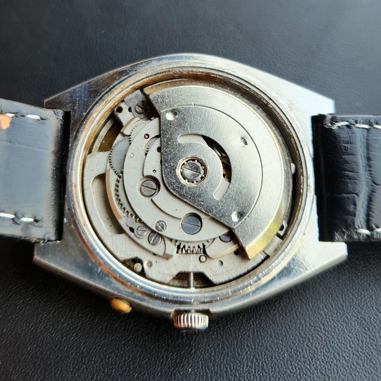 Vintage Ricoh R31 Automatic White Face New Strap 21 Jewels Day-Date Men's Wrist Watch R106