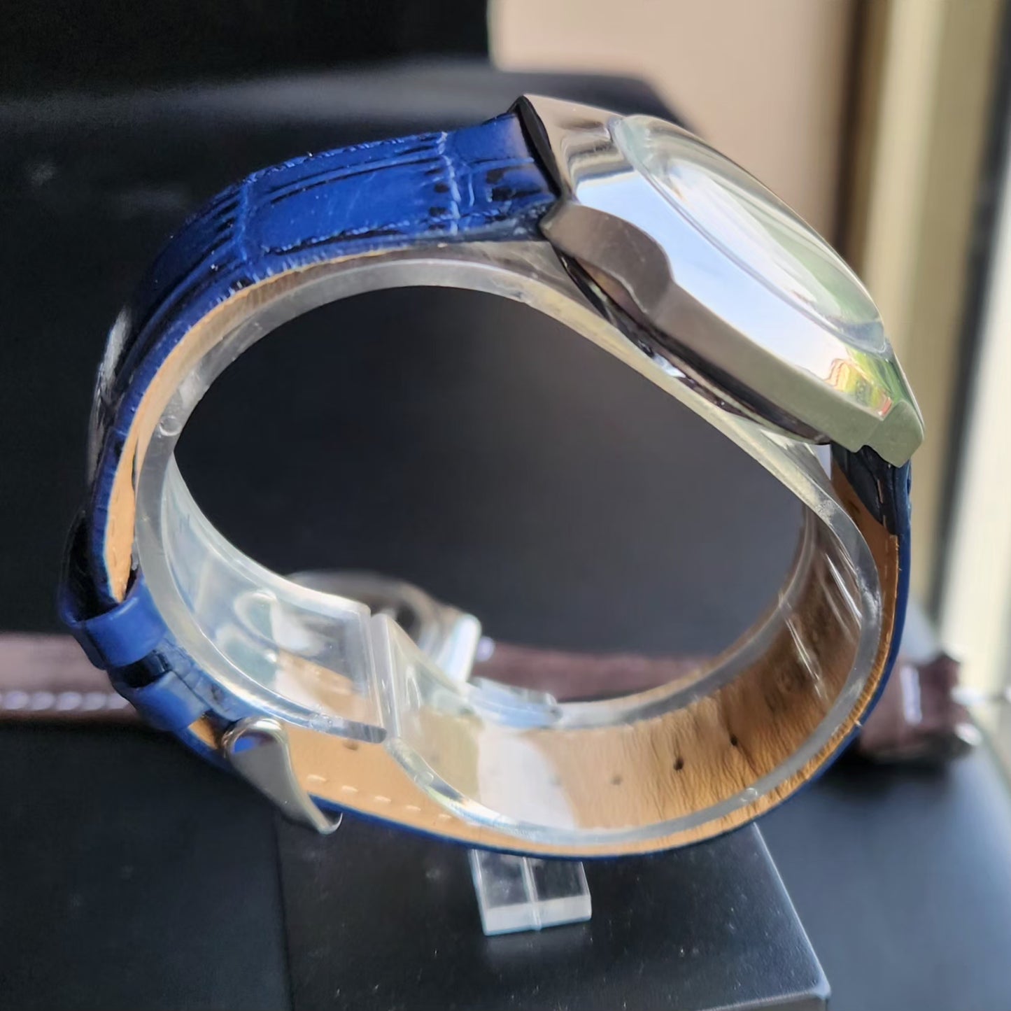 Vintage Ricoh R31 Automatic Blue Face New Strap 21 Jewels Day-Date Men's Wrist Watch R107