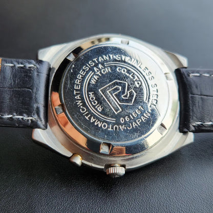 Vintage Ricoh R31 Automatic Black Face New Strap 21 Jewels Day-Date Men's Wrist Watch R109