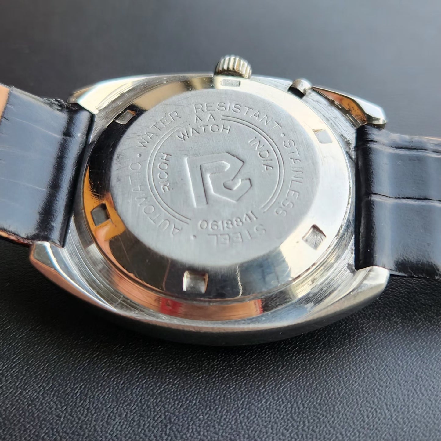 Vintage Ricoh R31 Automatic Green Face New Strap 21 Jewels Day-Date Men's Wrist Watch R116