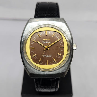 Vintage Original HMT Chethan Hand Winding 17 Jewels Brown Face Men's Wrist Watch HM132