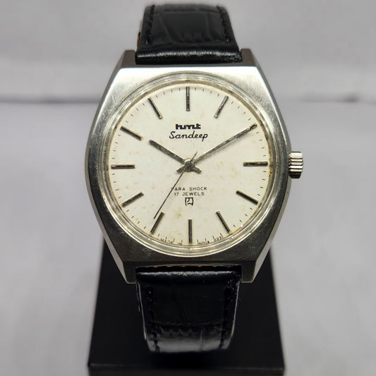 Vintage Original HMT Sandeep Hand Winding 17 Jewels White Face Men's Wrist Watch HM133