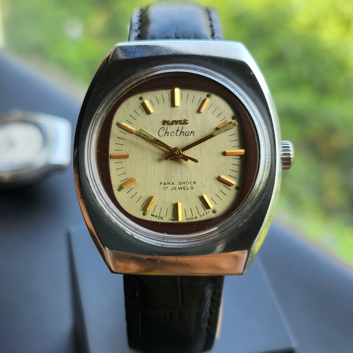 Vintage Original HMT Chethan Hand Winding 17 Jewels Gold Face Men's Wrist Watch HM140
