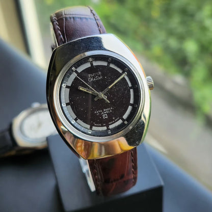 Vintage Original HMT Chetak Hand Winding 17 Jewels Brown Face Men's Wrist Watch HM141
