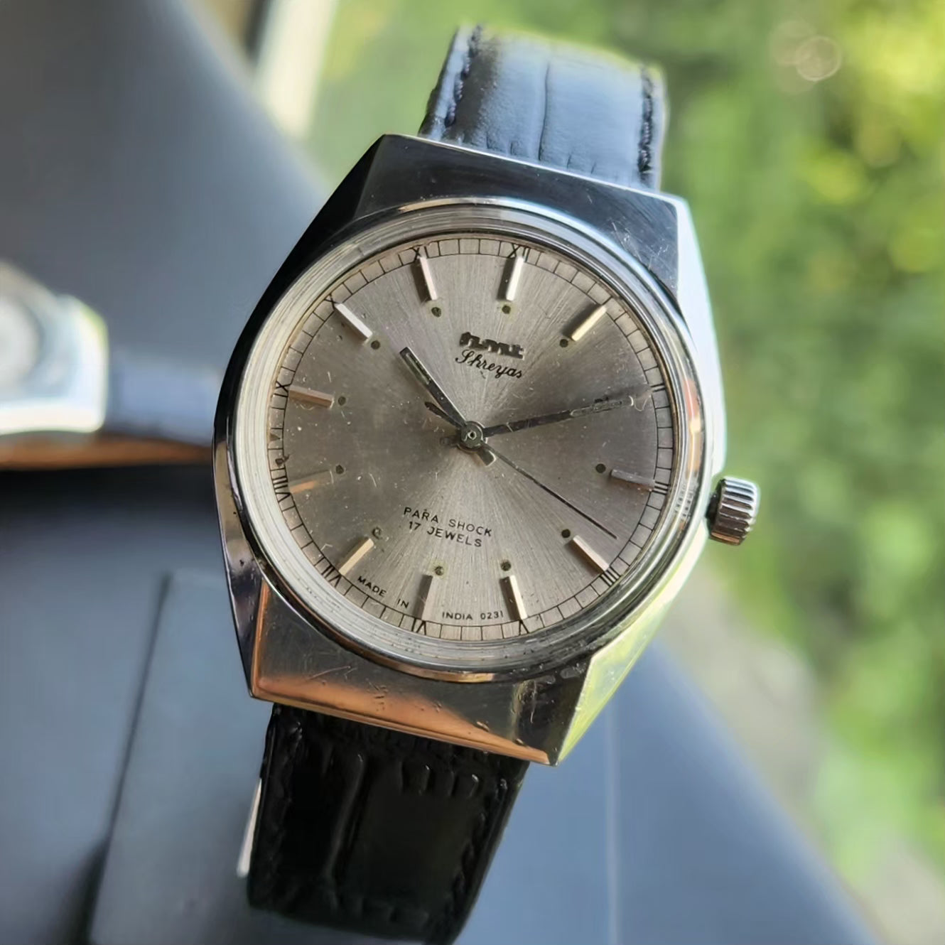 Vintage Original HMT Shreyas Hand Winding 17 Jewels Silver Face Men's Wrist Watch HM142