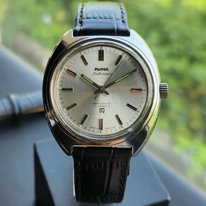 Vintage Original HMT Kohinoor Hand Winding 17 Jewels Silver Face Men's Wrist Watch HM144