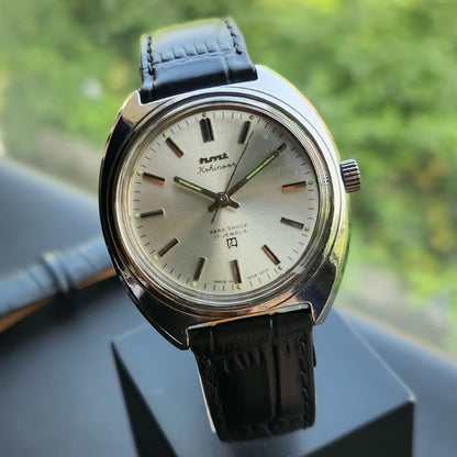Vintage Original HMT Kohinoor Hand Winding 17 Jewels Silver Face Men's Wrist Watch HM144