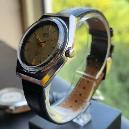 Vintage Original HMT Arjun Hand Winding 17 Jewels Gold Face Men's Wrist Watch HM146