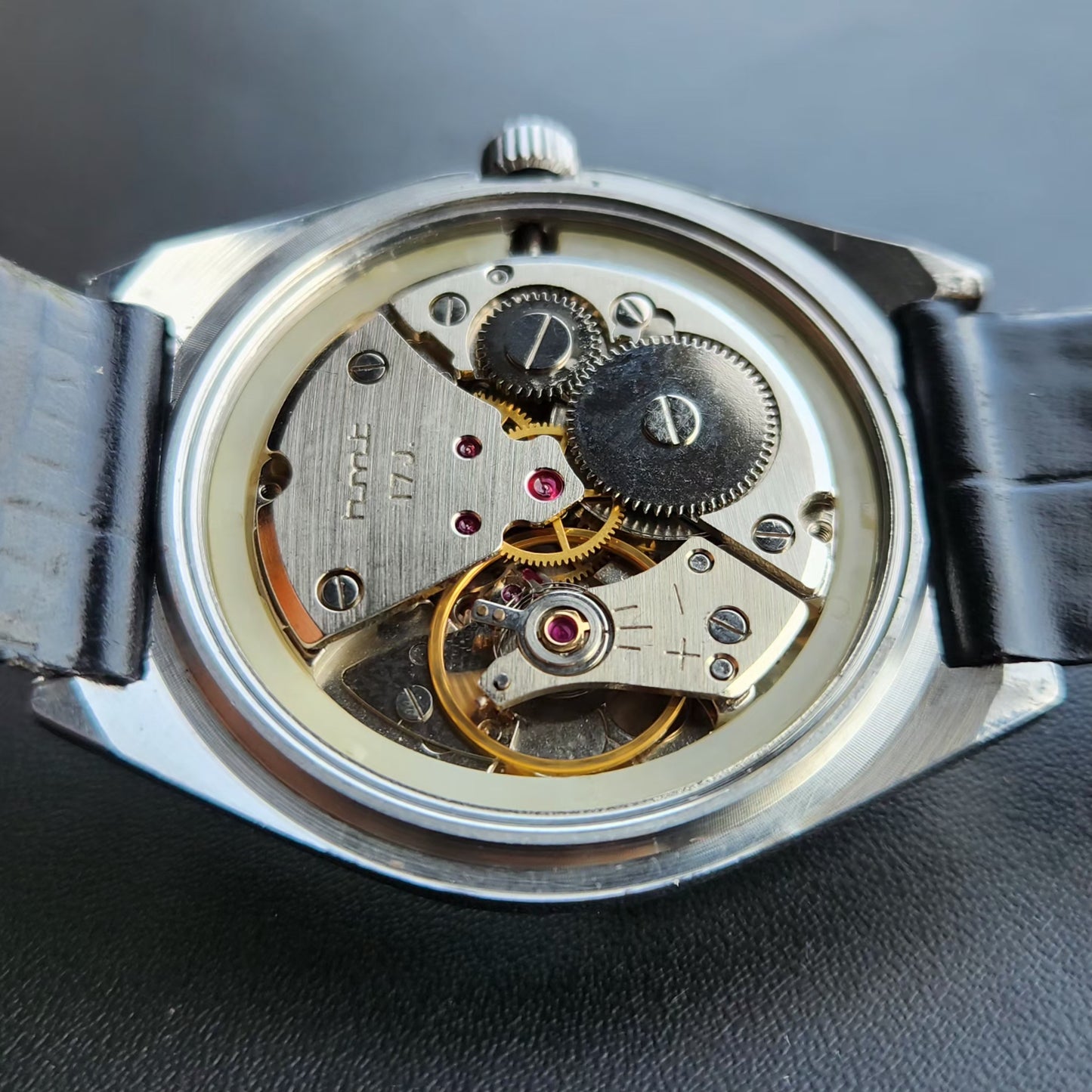 Vintage Original HMT Arjun Hand Winding 17 Jewels Gold Face Men's Wrist Watch HM146