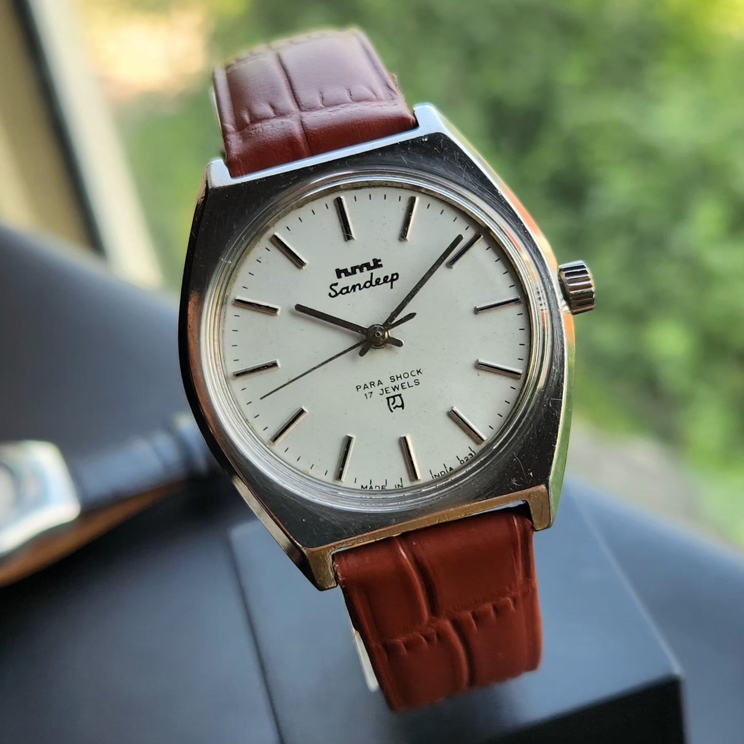 Vintage Original HMT Sandeep Hand Winding 17 Jewels White Face Men's Wrist Watch HM148