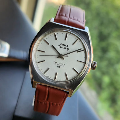 Vintage Original HMT Sandeep Hand Winding 17 Jewels White Face Men's Wrist Watch HM148