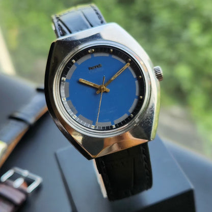 Vintage Original HMT Chetak Hand Winding 17 Jewels Blue Face Men's Wrist Watch HM149