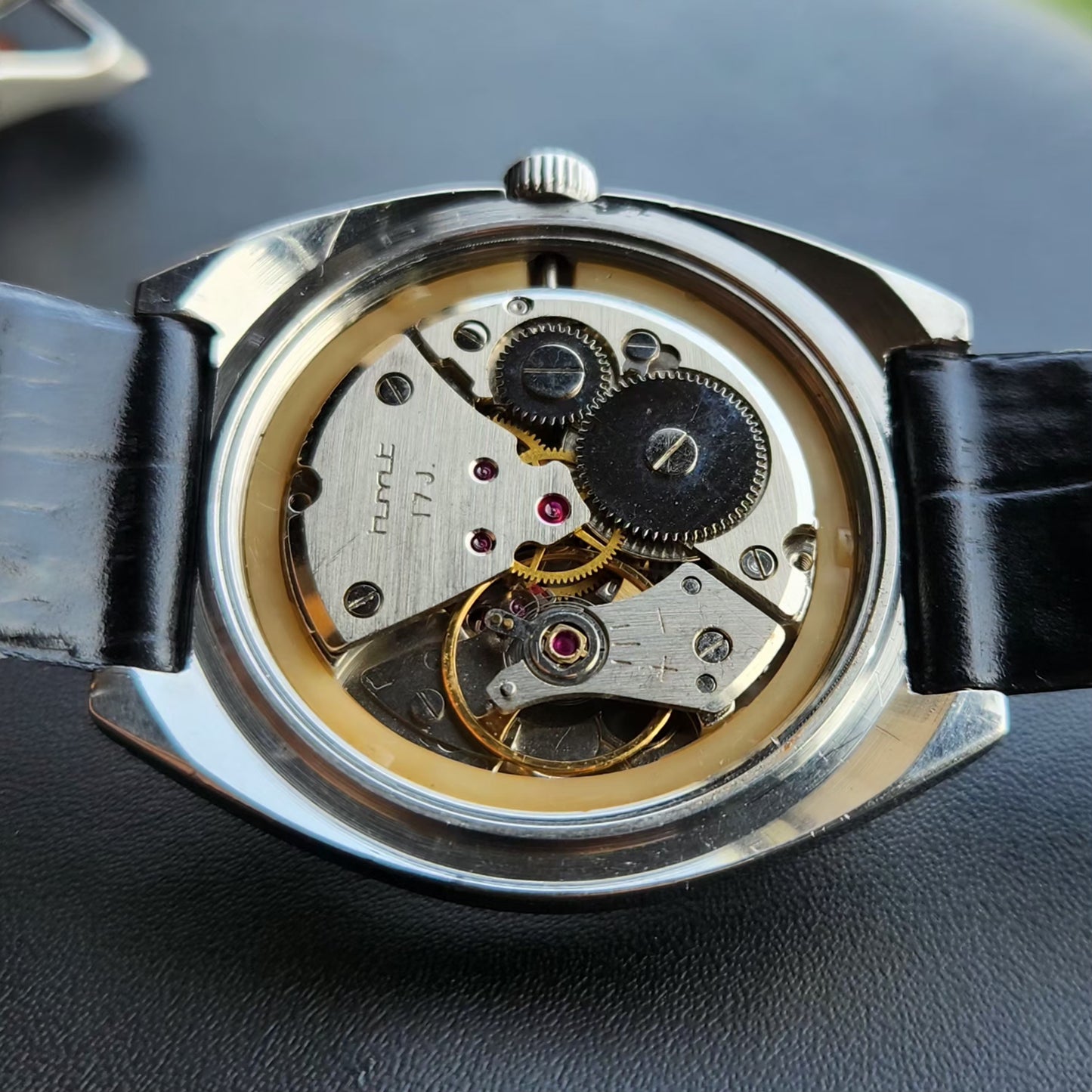 Vintage Original HMT Chetak Hand Winding 17 Jewels Blue Face Men's Wrist Watch HM149