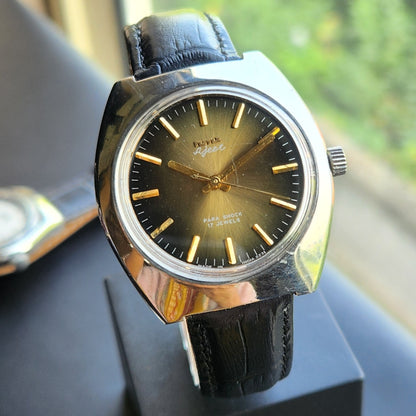 Vintage Original HMT Ajeet Hand Winding 17 Jewels Brown Face Men's Wrist Watch HM150
