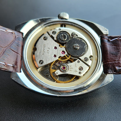 Vintage Original HMT Chethan Hand Winding 17 Jewels Gold Face Men's Wrist Watch HM151